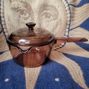 Corning Visionware Amber Pyrex 1 Litre Pot